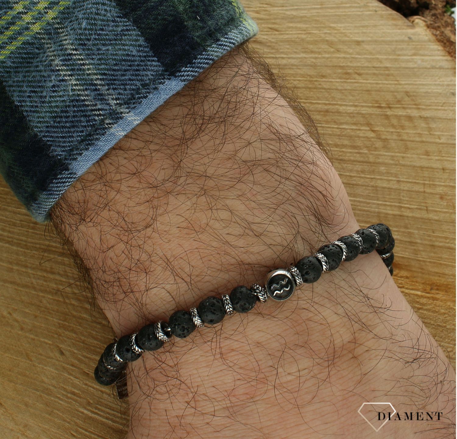 Bransoletka męska Lawa wulkaniczna i znak zodiaku Wodnik NOMINATION 027928 011.jpg